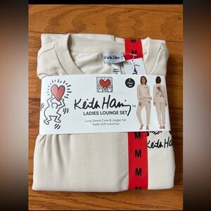 NWT Keith Haring ladies long sleeve crew & jogger super soft Lounge Set